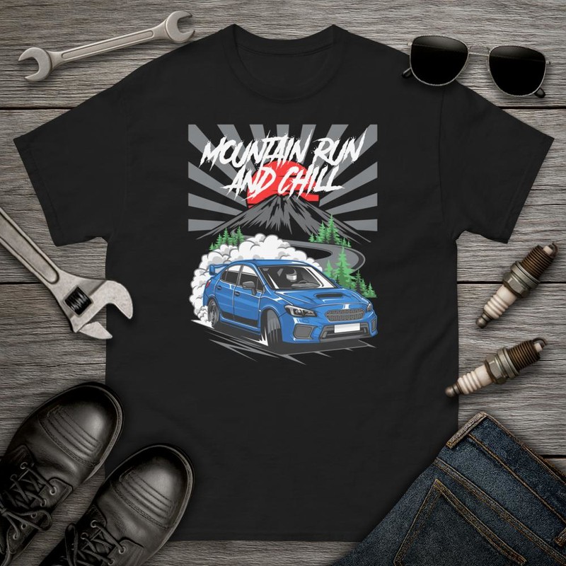 T-shirts: Mountain Drift Car with MOUNTAIN RUN AND CHILL Phr