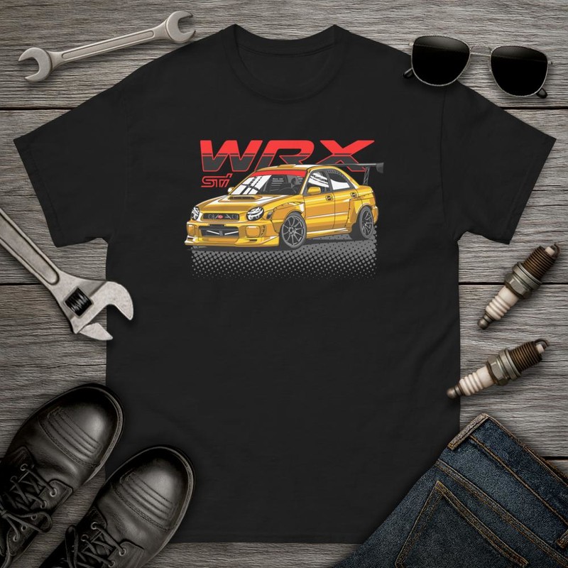 T-shirts: Stylized Yellow Car WRX STI