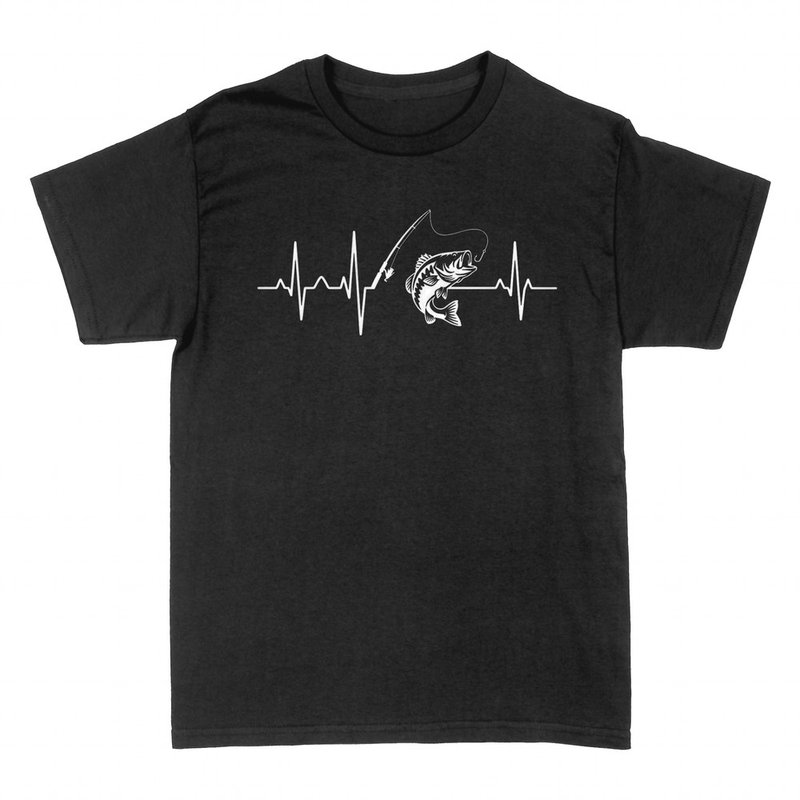T-shirts: Fishing heartbeat with rod and leaping fish
