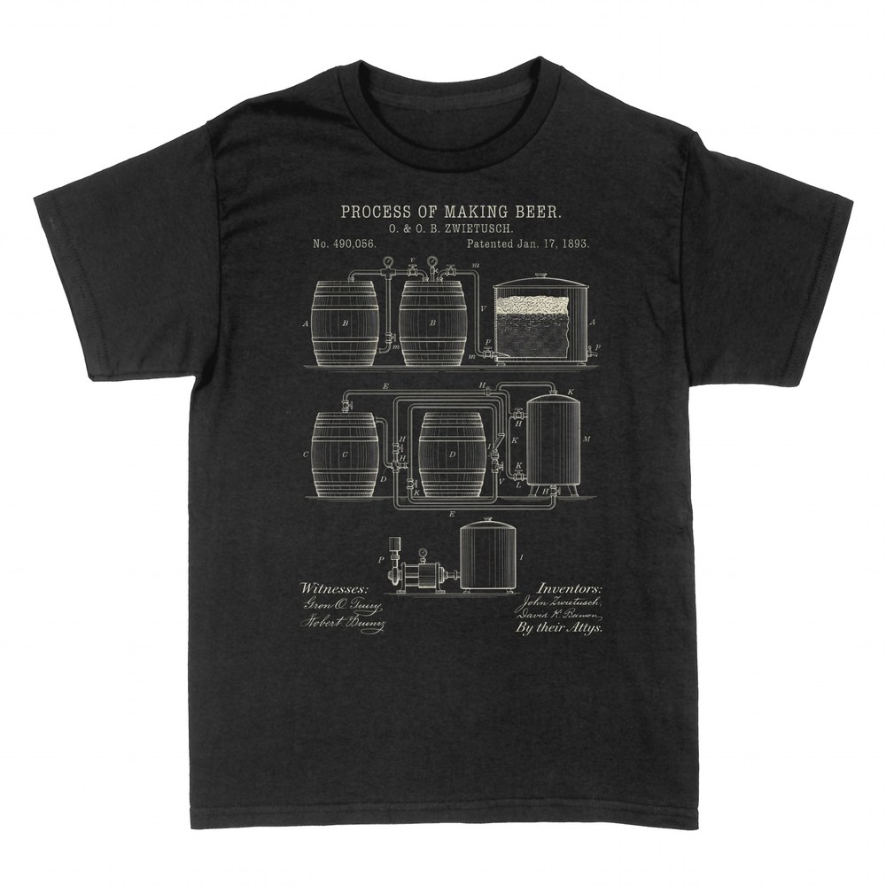 T-shirts: Process of Making Beer patent blueprint