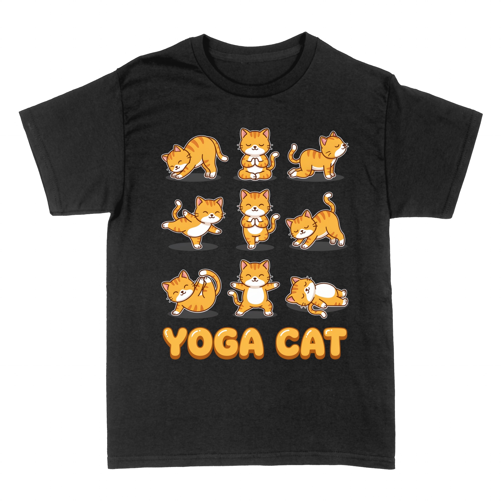 T-shirts: Orange cat in yoga poses
