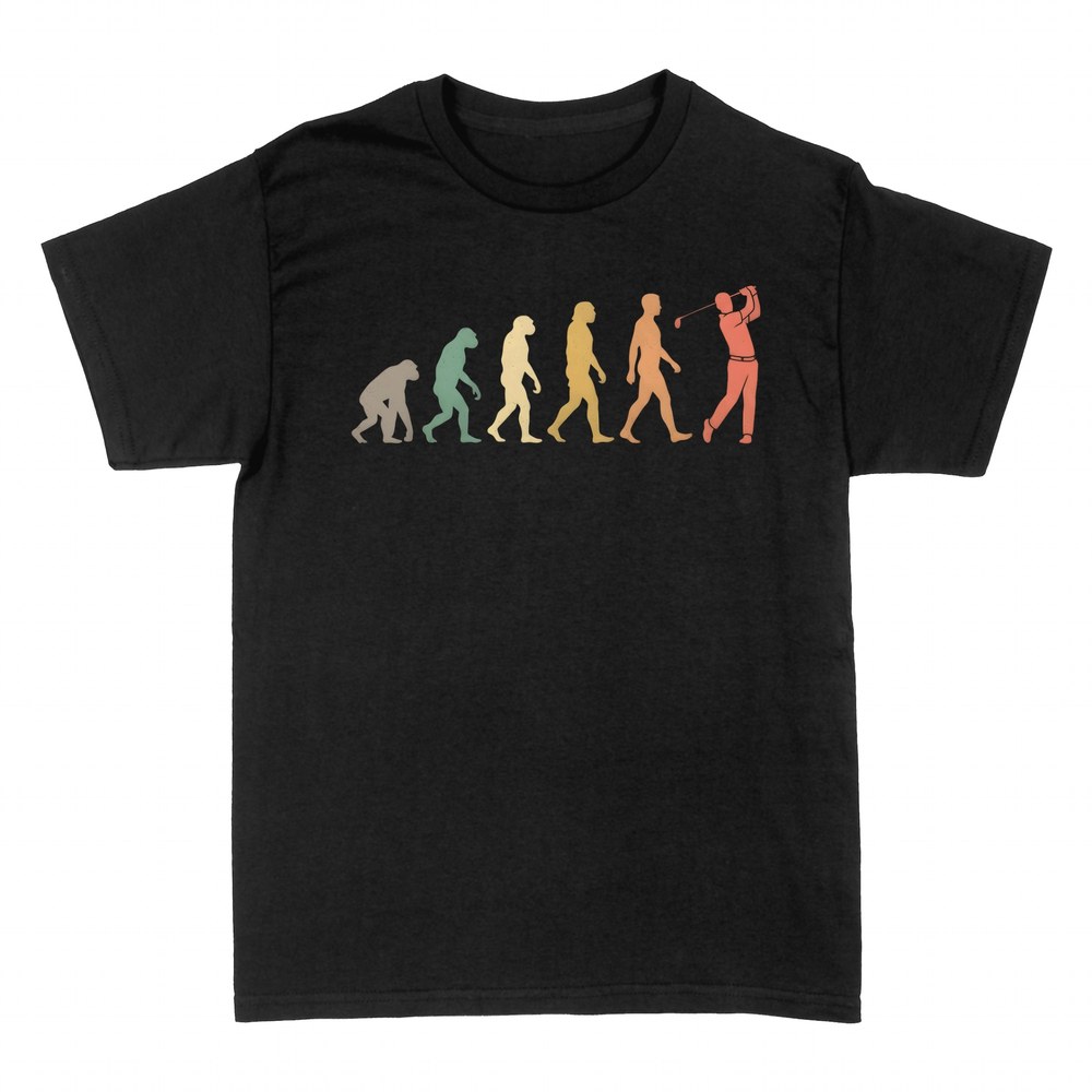 T-shirts: Golfer evolution mid-swing