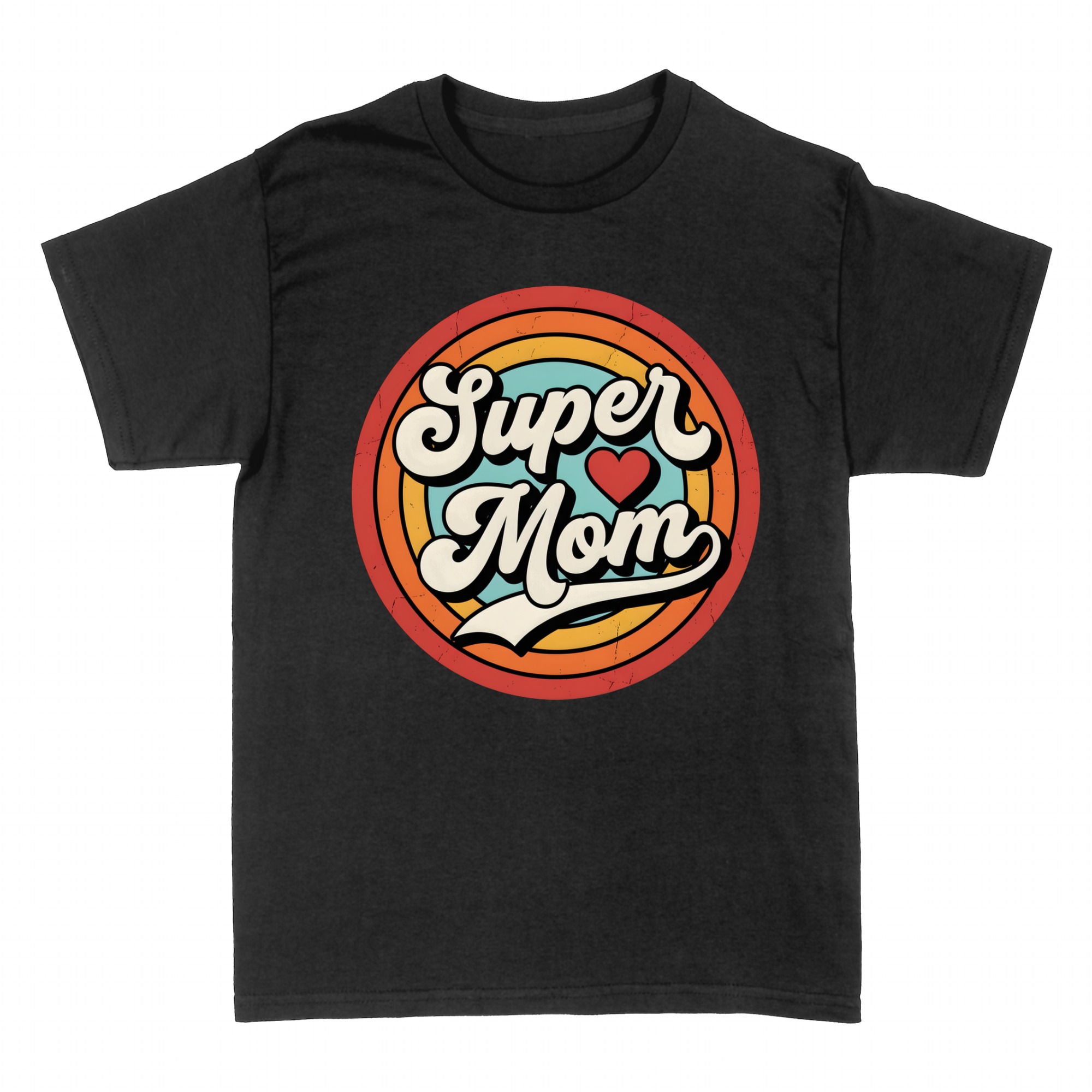 T-shirts: Super Mom retro badge with heart