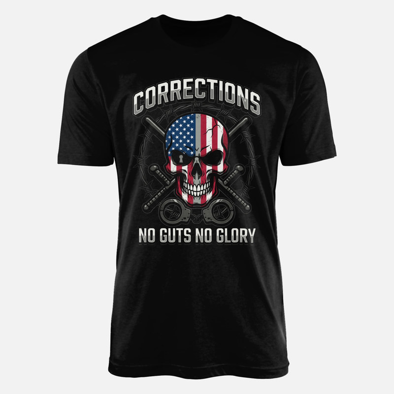 T-shirts: Corrections No Guts No Glory flag skull