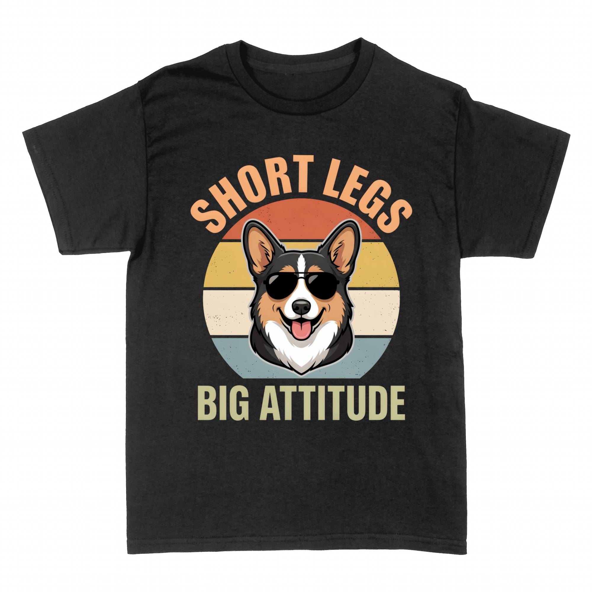 T-shirts: Short Legs Corgi Dog Retro 80s Sunset Vintage