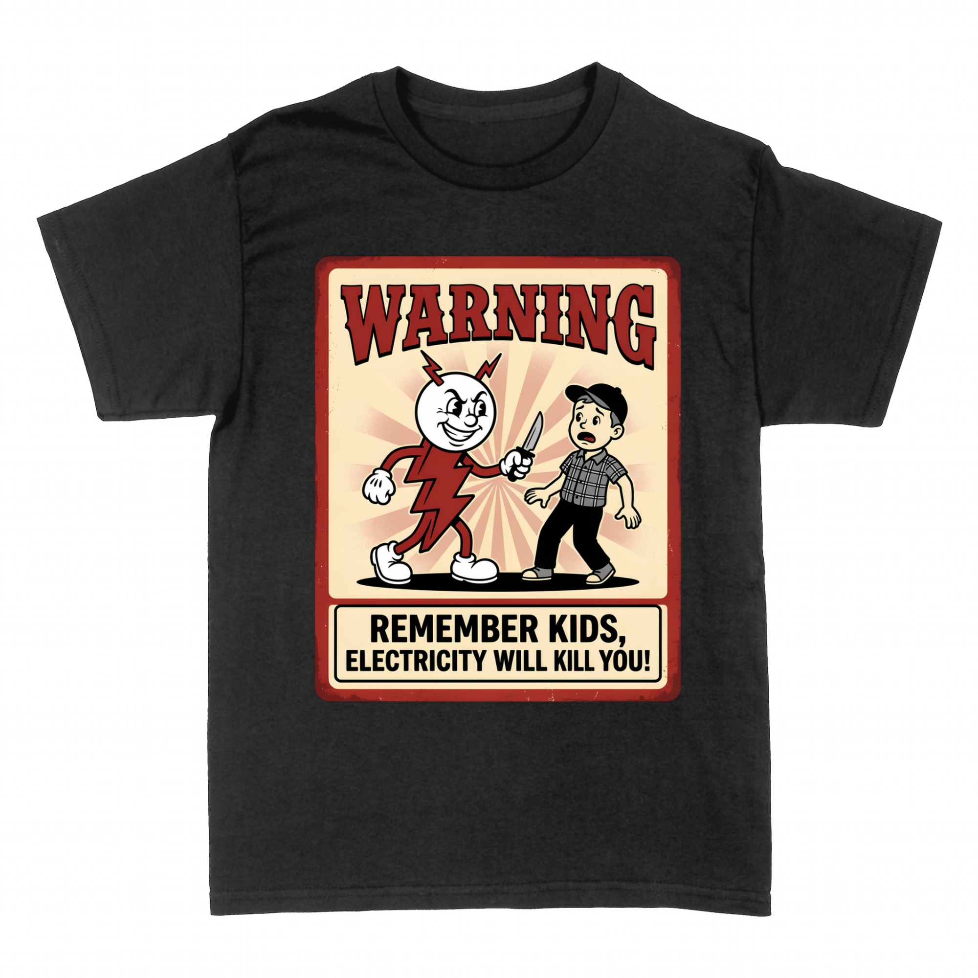 T-shirts: Vintage Warning Sign Funny Electrician