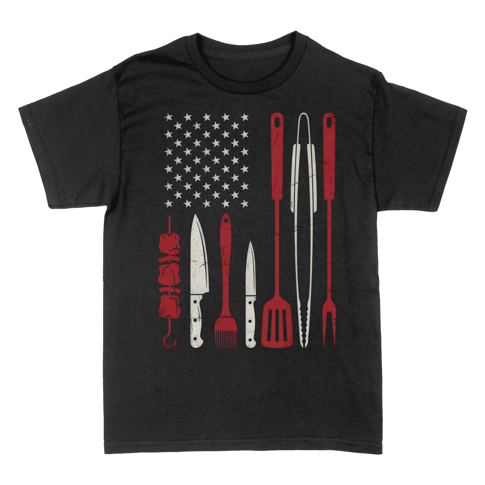 T-shirts: Firefighter BBQ Grill American Flag