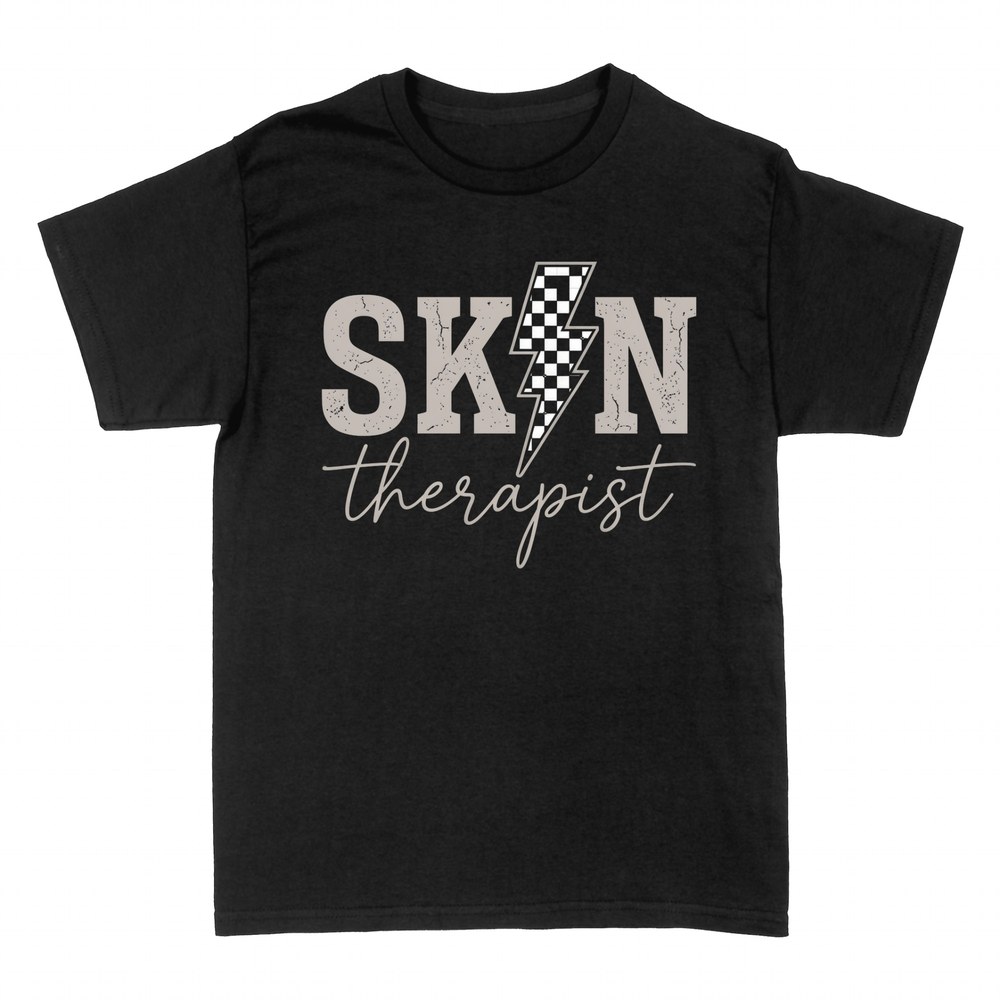 T-shirts: Skin Therapist Rhinestone Lightning Bolt