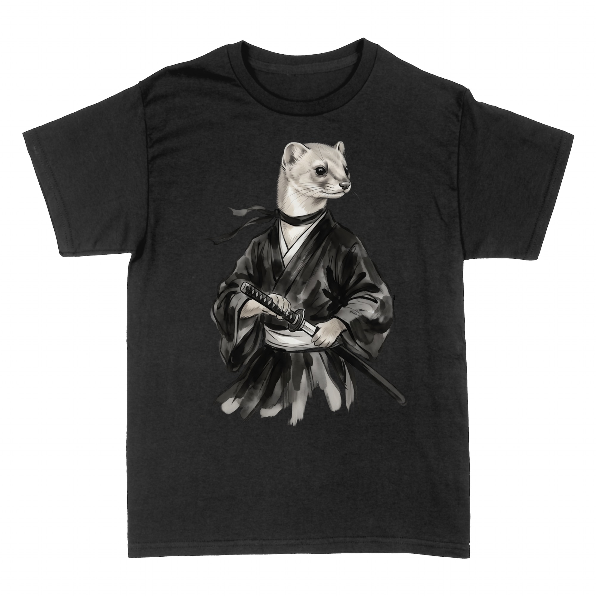 T-shirts: Ferret Ronin Japanese Sumi-e Ink Art