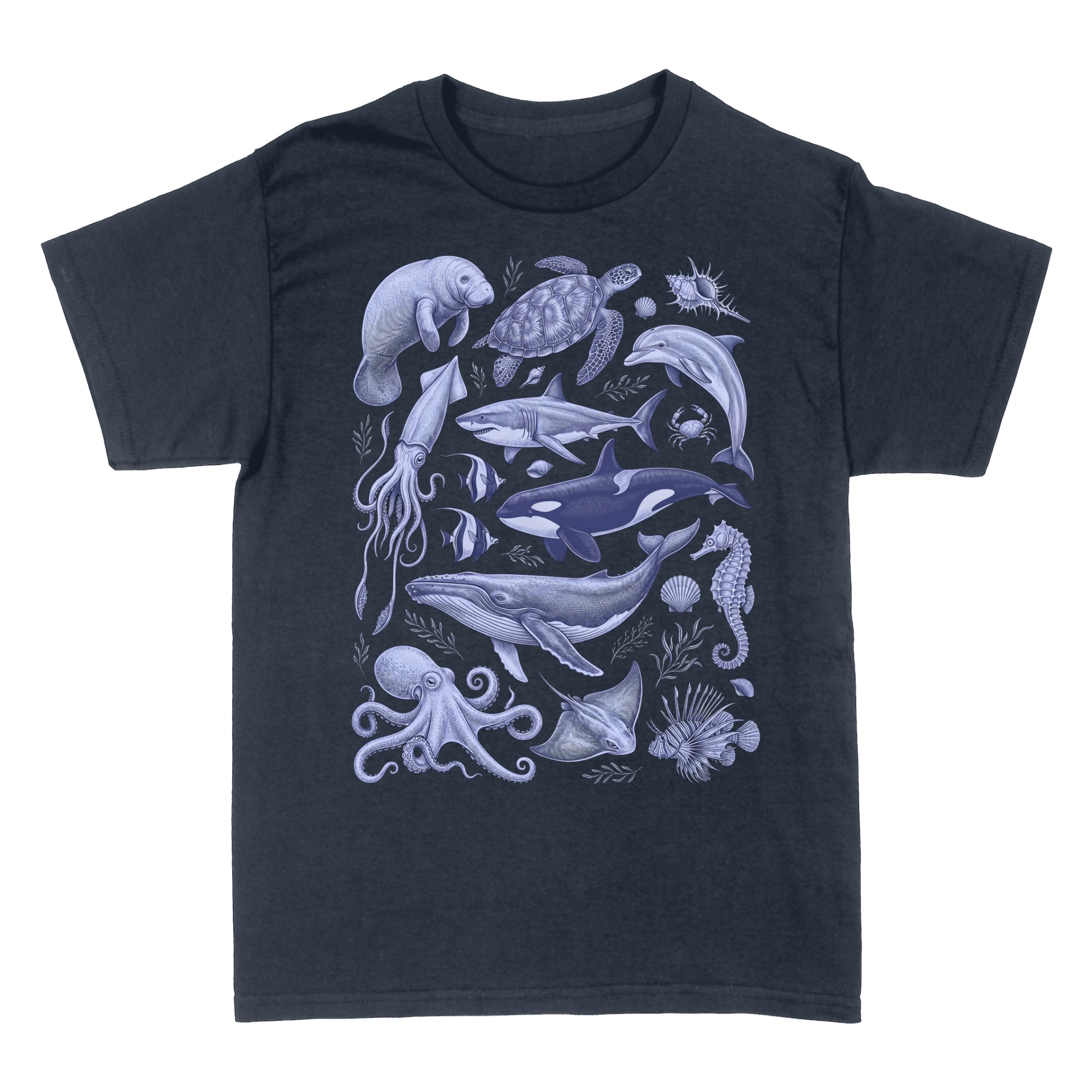 T-shirts: Vintage Ocean Life Scientific Illustration Diver