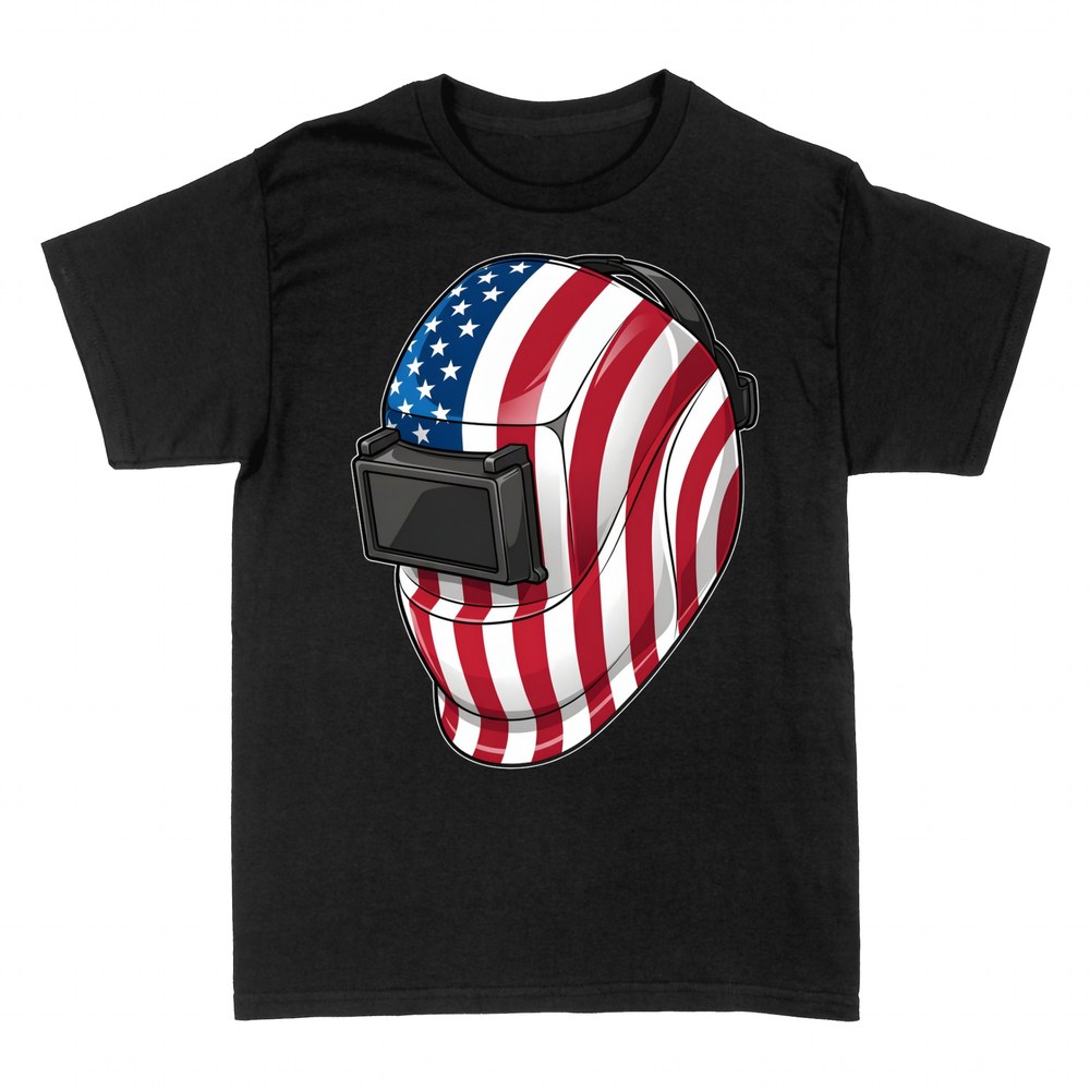 T-shirts: Welding helmet with American flag