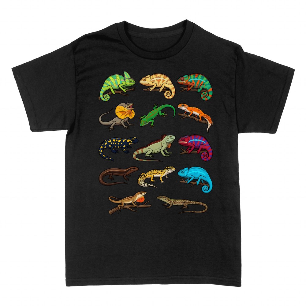 T-shirts: Illustrated reptiles and lizards chart