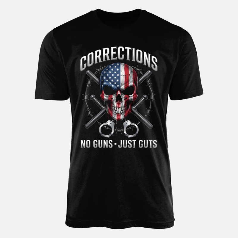 T-shirts: Corrections No Guns Just Guts skull