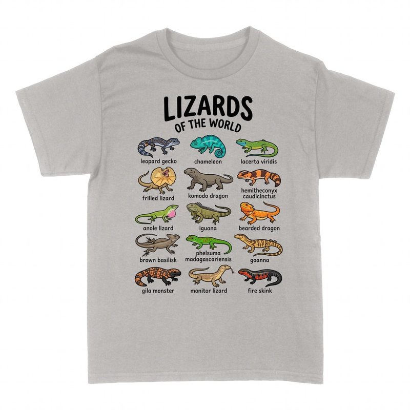 T-shirts: Lizard species identification chart