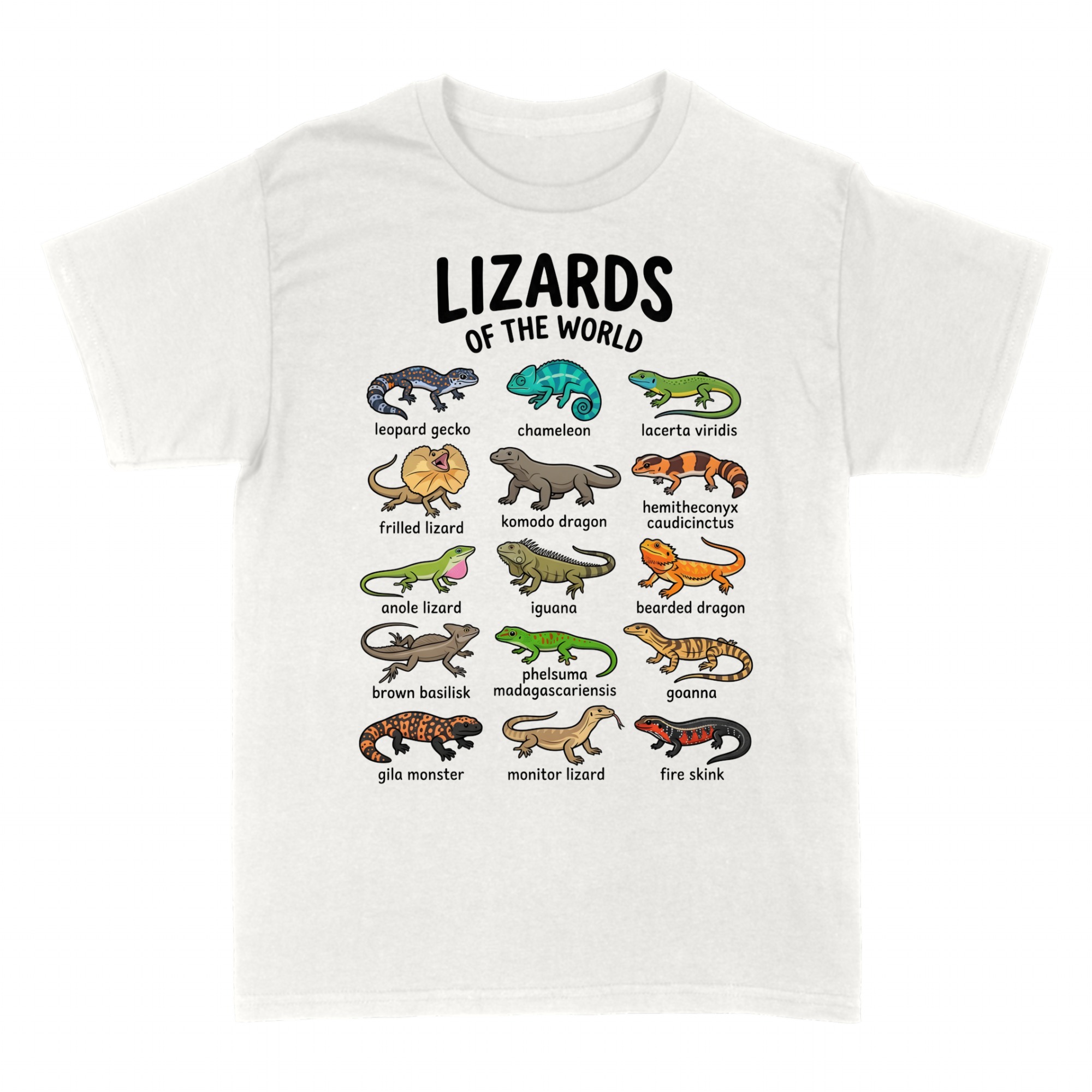 T-shirts: Lizards Of The World Reptile Lover Chart
