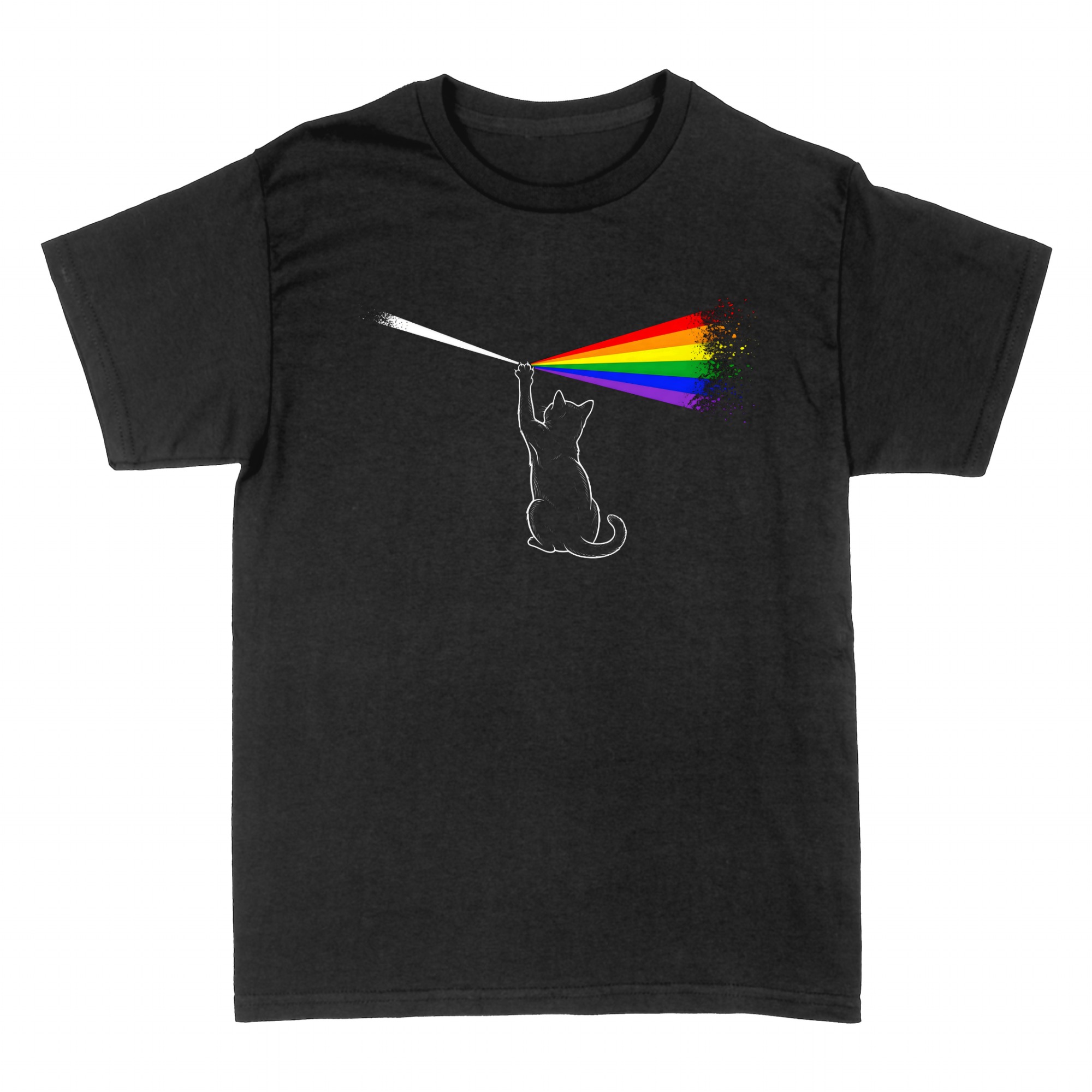 T-shirts: Cat Scratching Light Spectrum Art