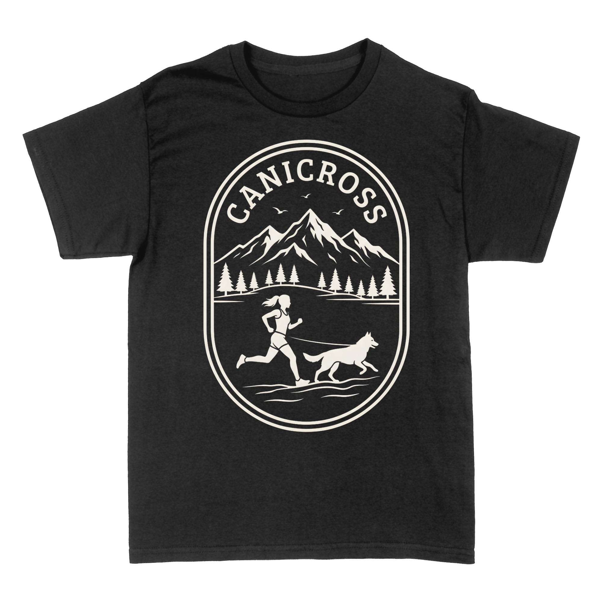 T-shirts: Canicross Runner &amp; Dog Trail Running Emblem