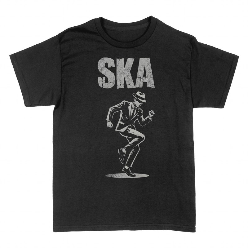 T-shirts: SKA Rude Boy Dancer with 2 Tone Checkers