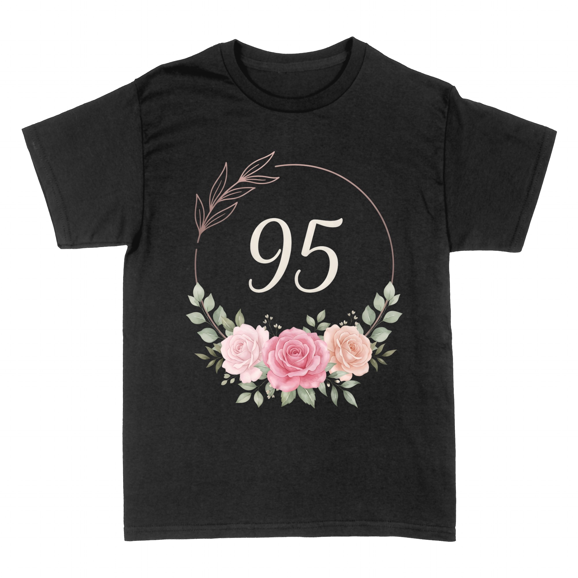 T-shirts: 95 with watercolor rose wreath
