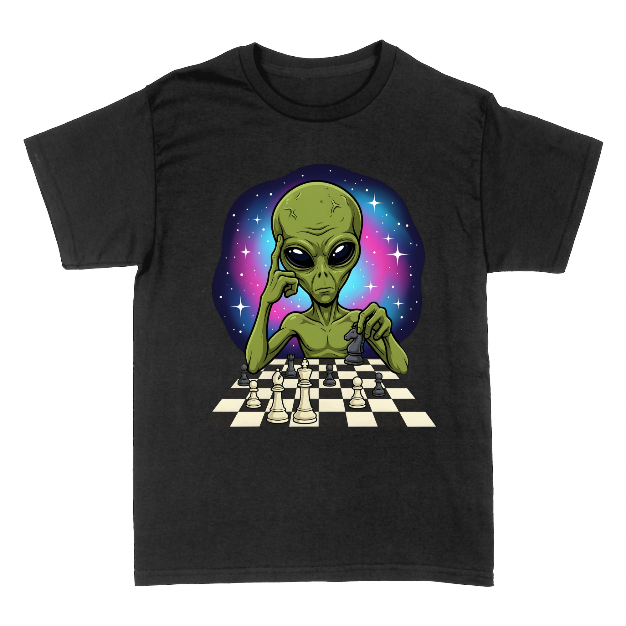 T-shirts: Alien playing chess in space