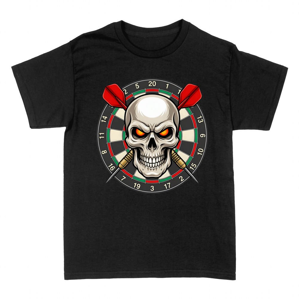 T-shirts: Skull with darts and dartboard