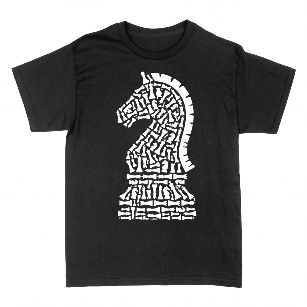 T-shirts: Chess knight made of pieces