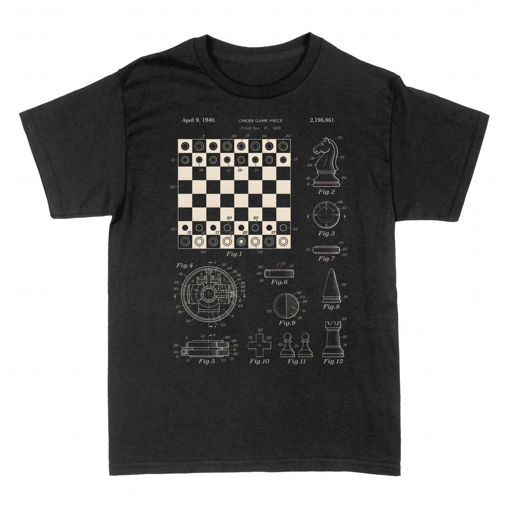 T-shirts: Chess pieces patent blueprint