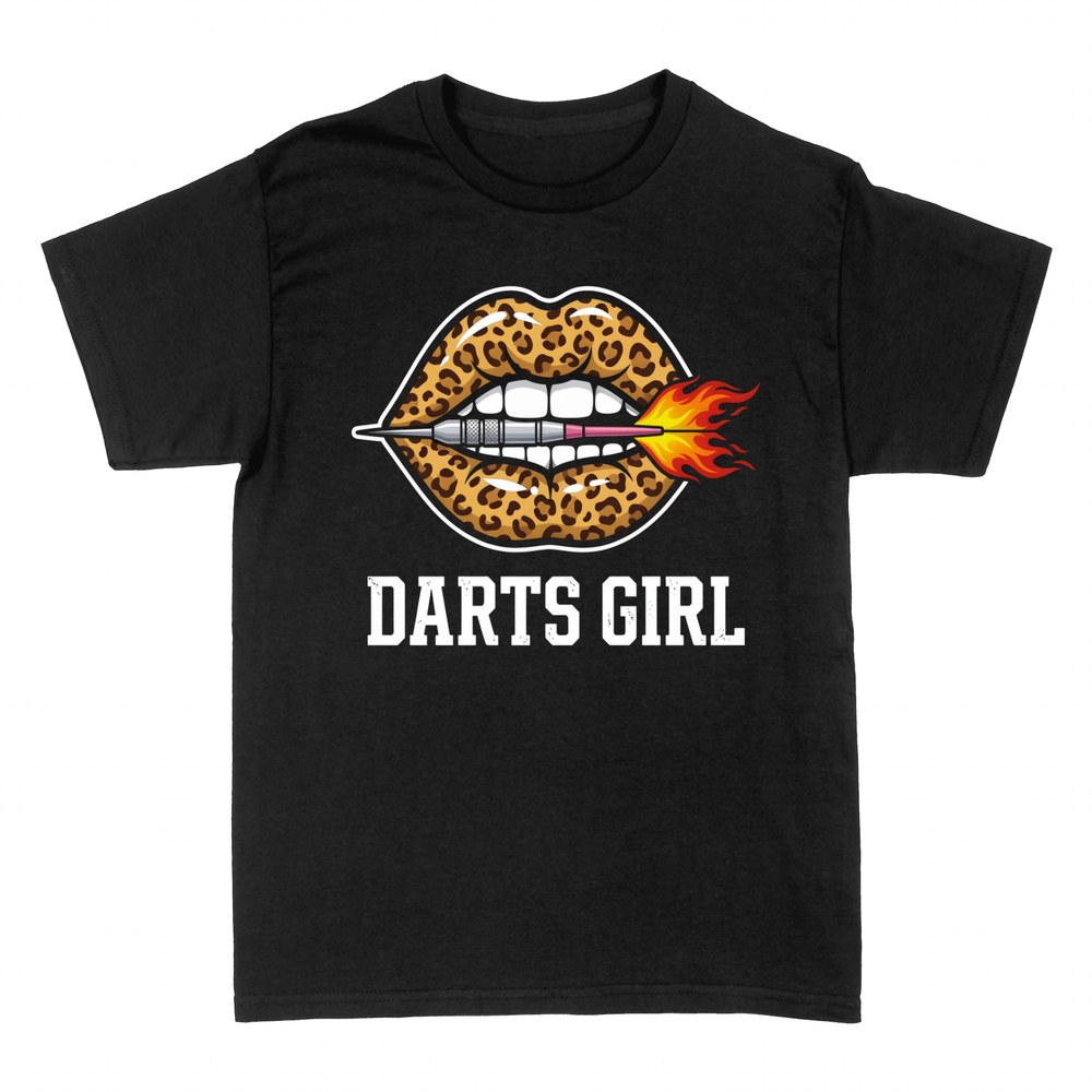 T-shirts: Darts Girl leopard lips flaming dart
