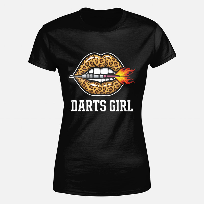 T-shirts: Darts Girl leopard lips flaming dart