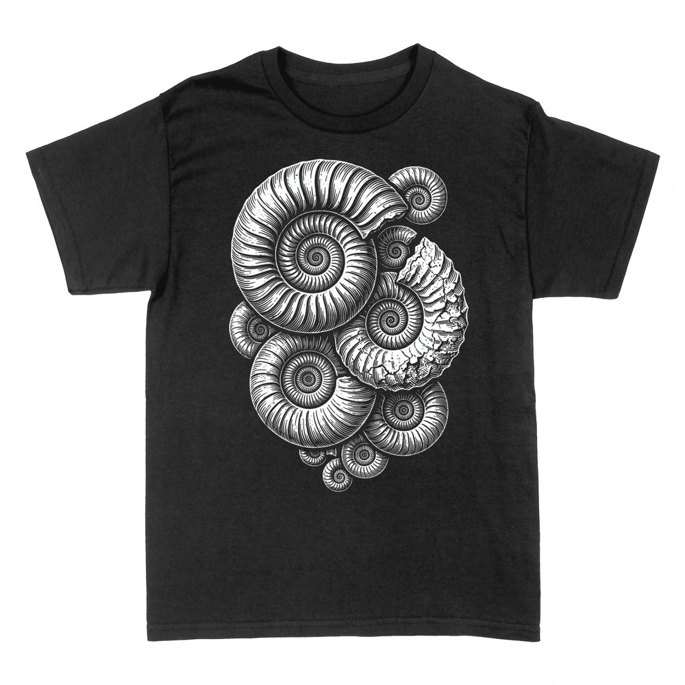 T-shirts: Cluster of ammonite fossils