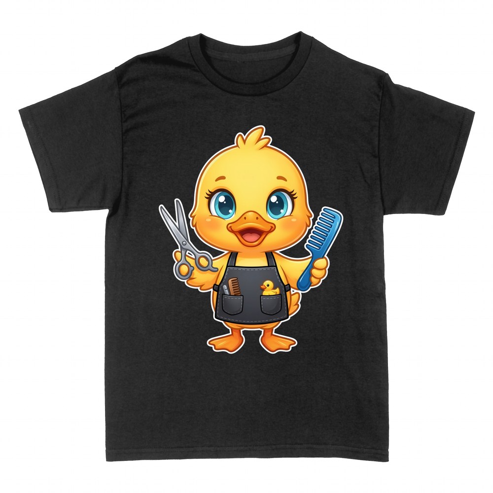 T-shirts: Hairdresser duck with scissors and comb