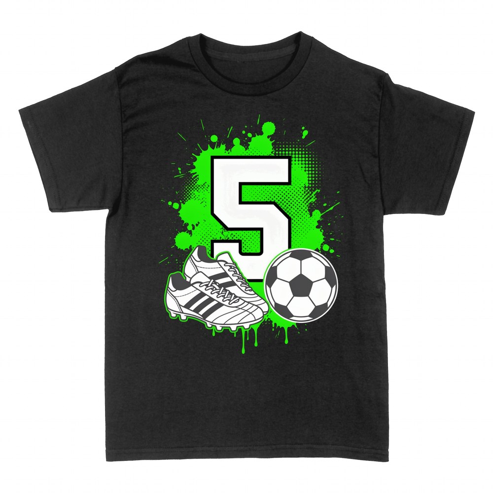 T-shirts: Soccer number 5 with cleats and ball