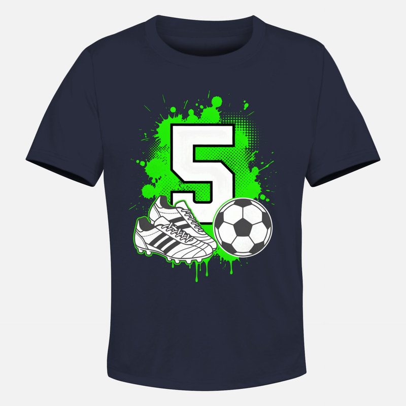 T-shirts: Soccer number 5 with cleats and ball