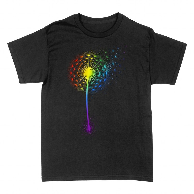 T-shirts: Rainbow dandelion blowing in the wind