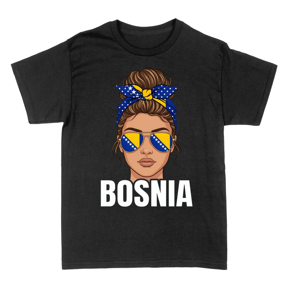T-shirts: Bosnia woman flag bandana and shades