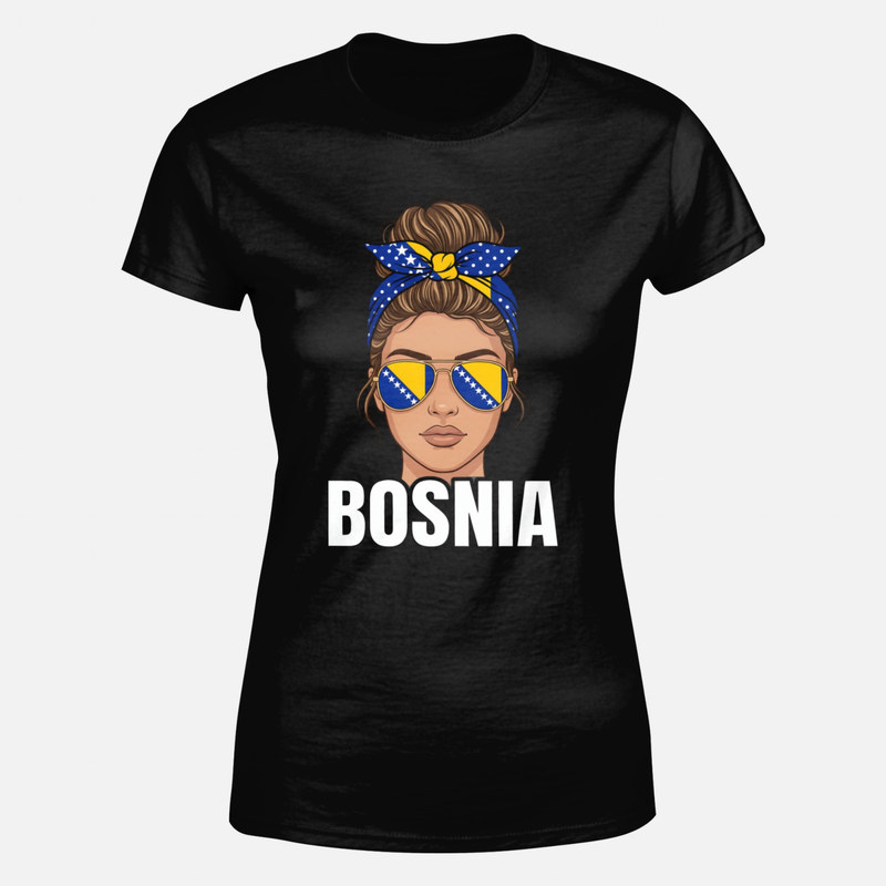 T-shirts: Bosnia woman flag bandana and shades