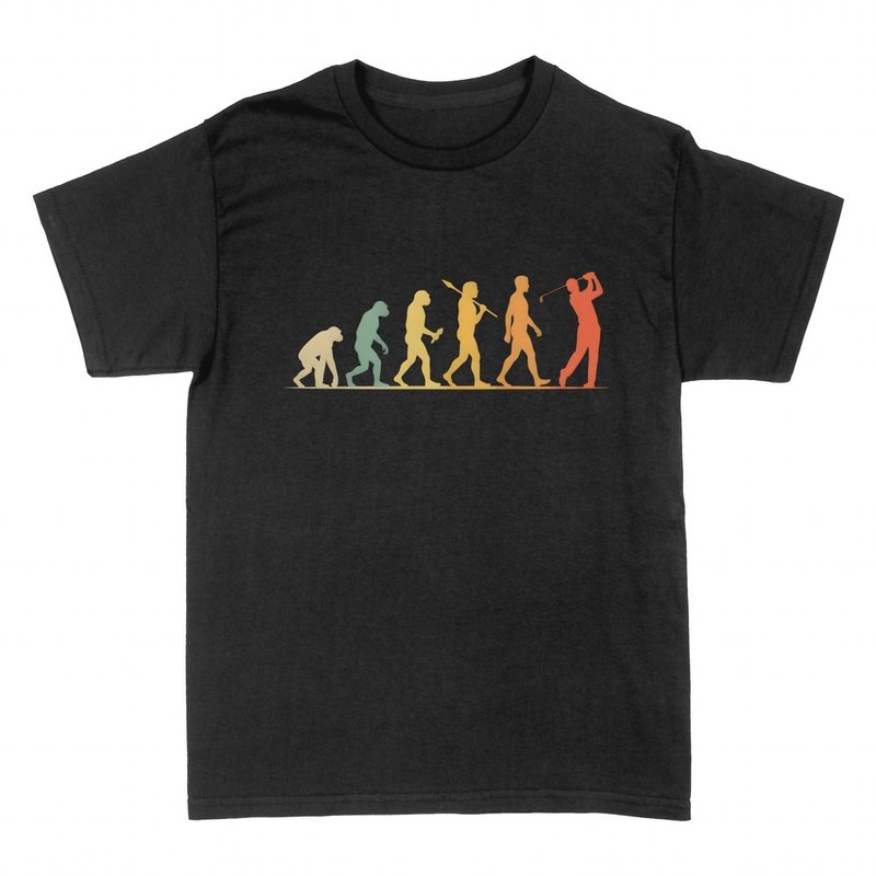 T-shirts: Golfer evolution retro silhouettes