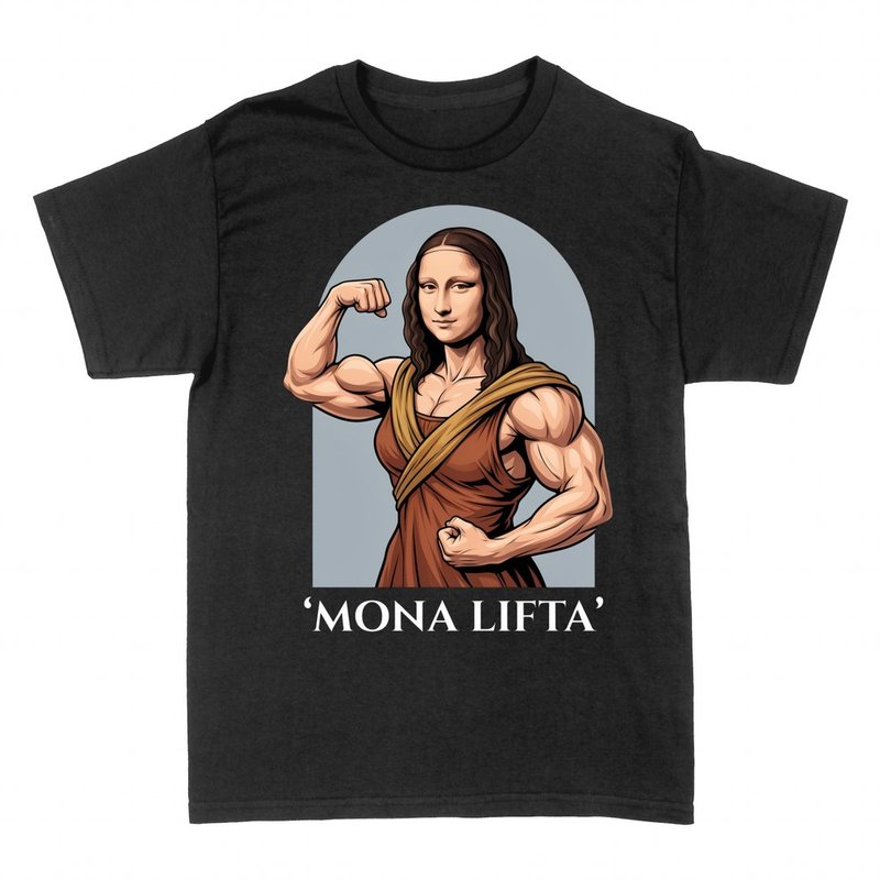T-shirts: Buff Mona Lisa 'Mona Lifta'