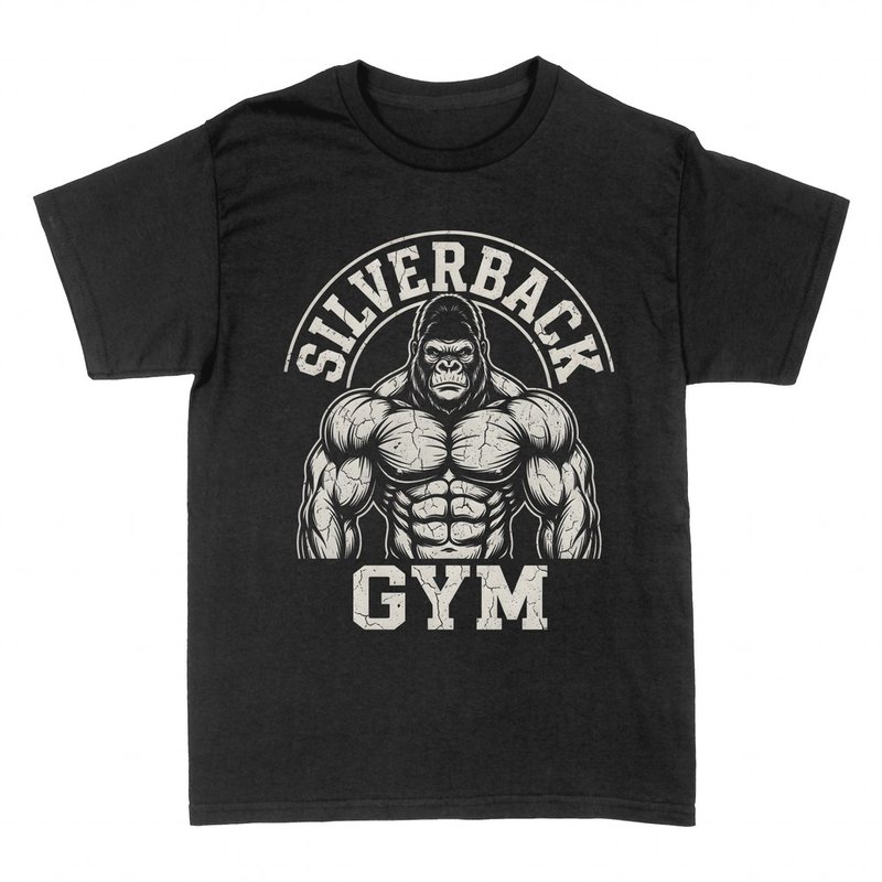 T-shirts: Silverback Gym muscular gorilla
