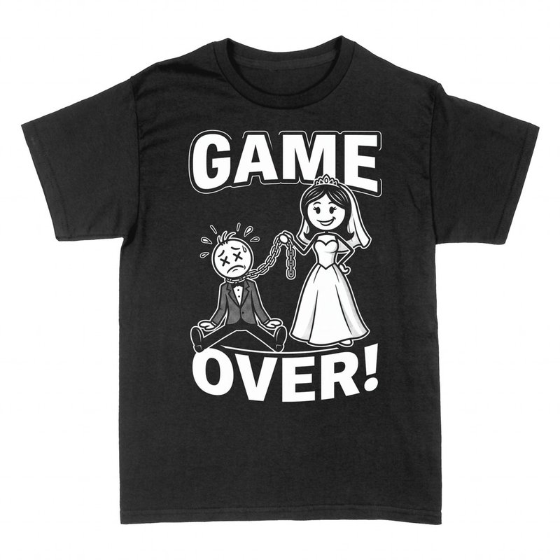 T-shirts: Game Over bride chaining groom