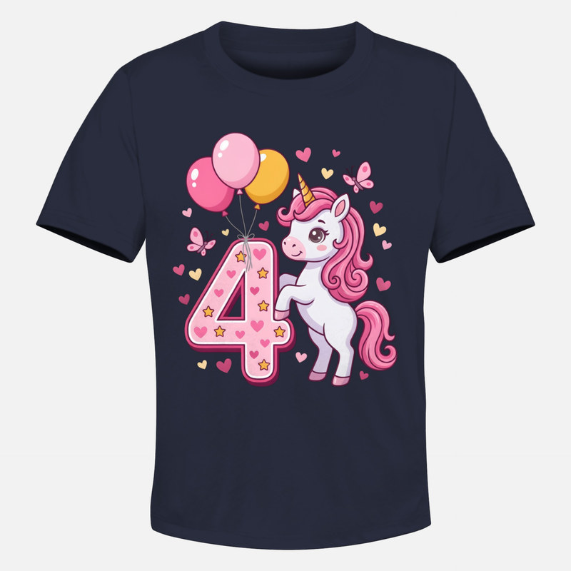 T-shirts: 4th Birthday Unicorn with Balloons