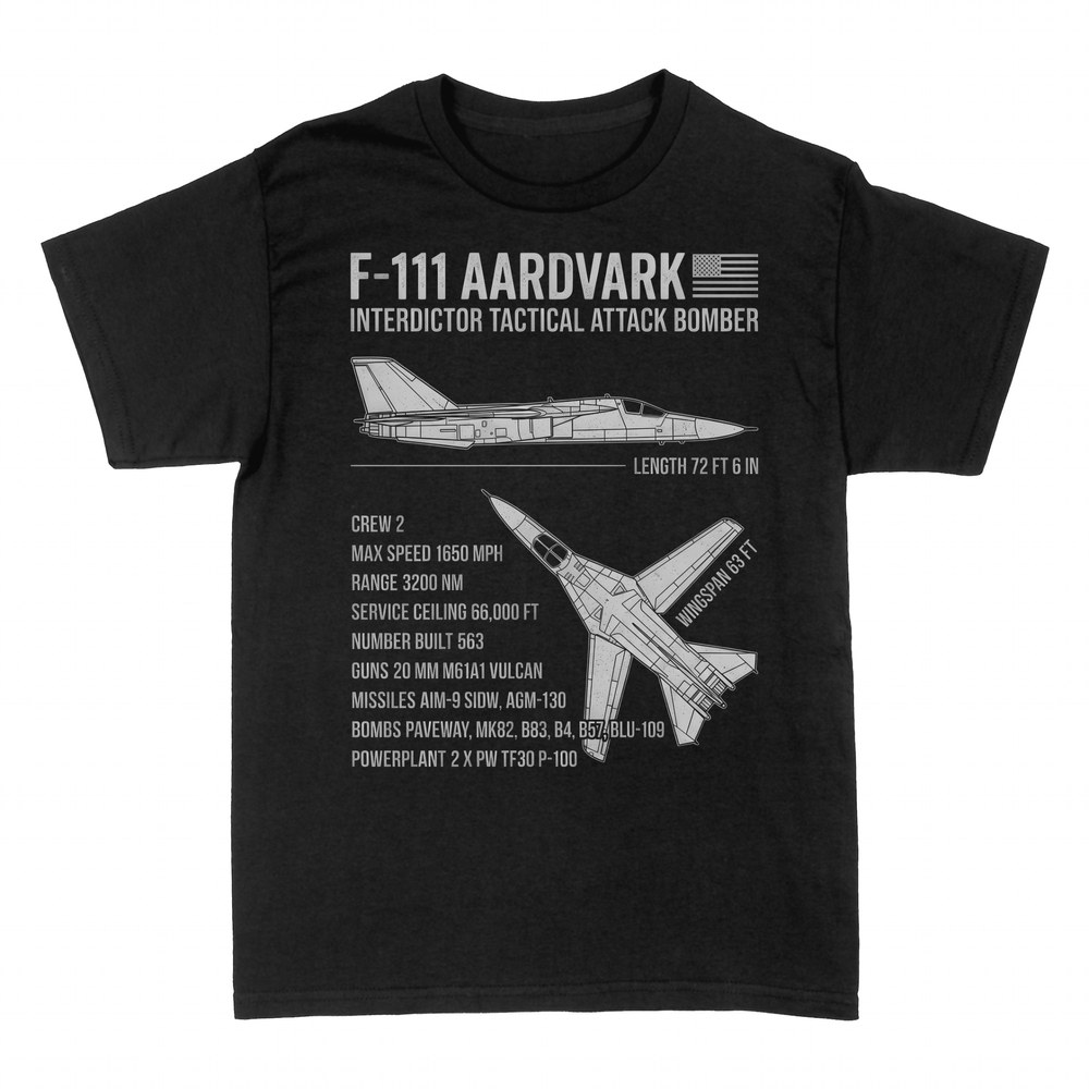 T-shirts: F-111 Aardvark blueprint and spec sheet