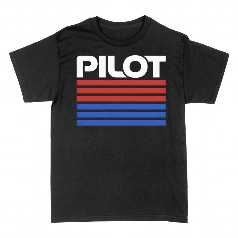T-shirts: Retro pilot with red and blue stripes