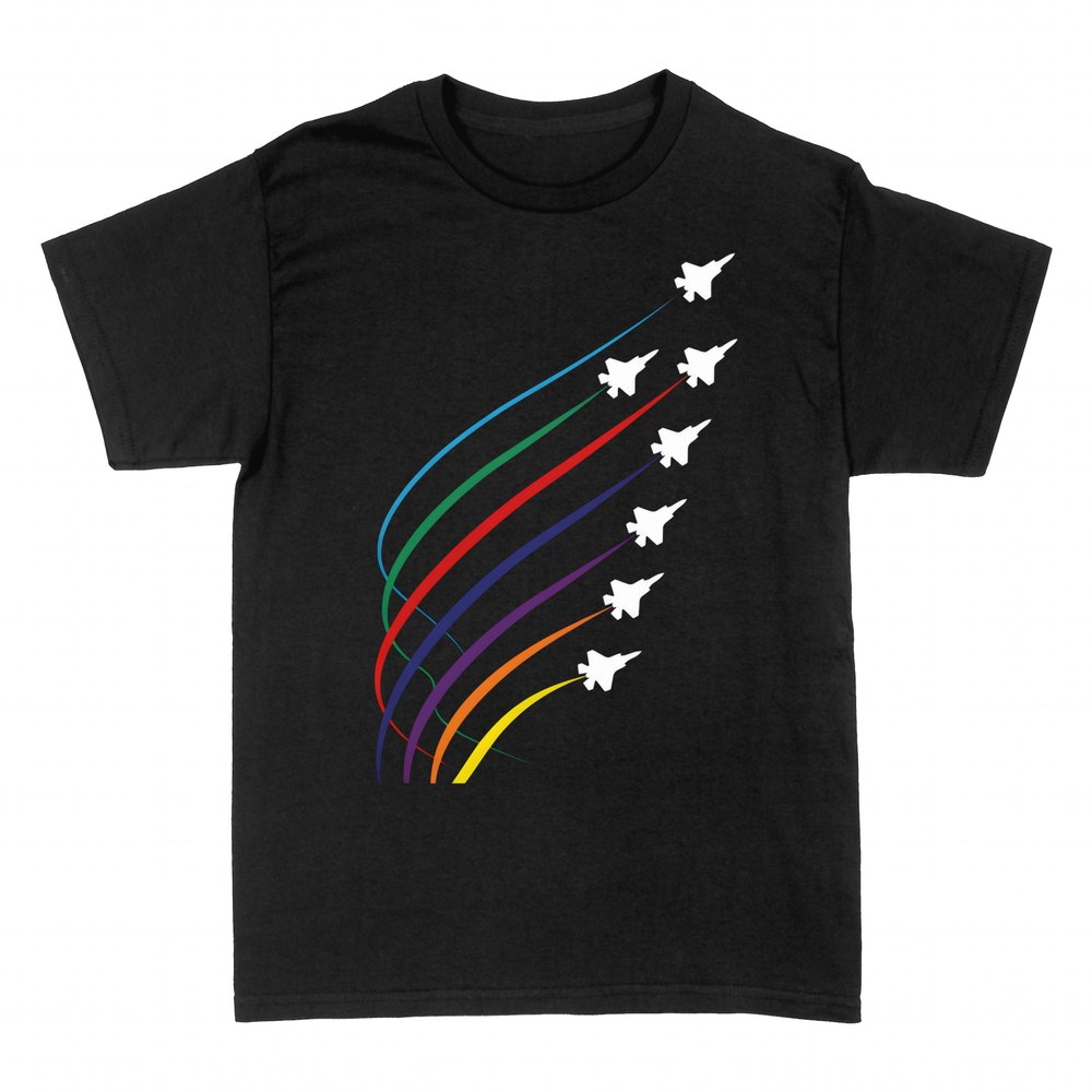 T-shirts: Fighter jets formation with color trails