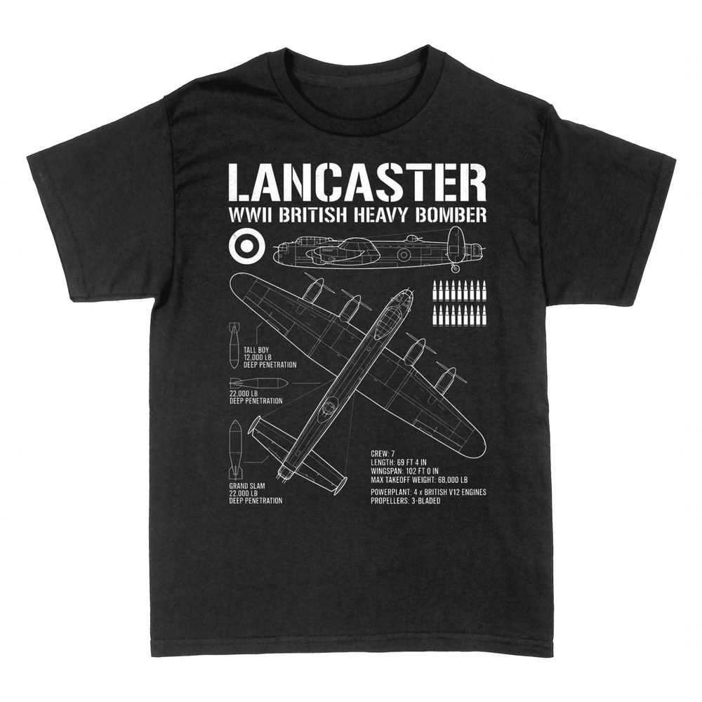 T-shirts: Lancaster heavy bomber blueprint
