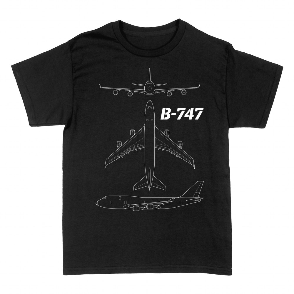 T-shirts: B-747 jumbo jet blueprint