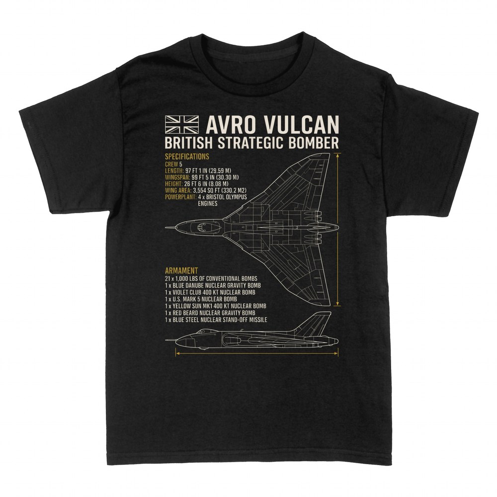 T-shirts: Avro Vulcan strategic bomber blueprint