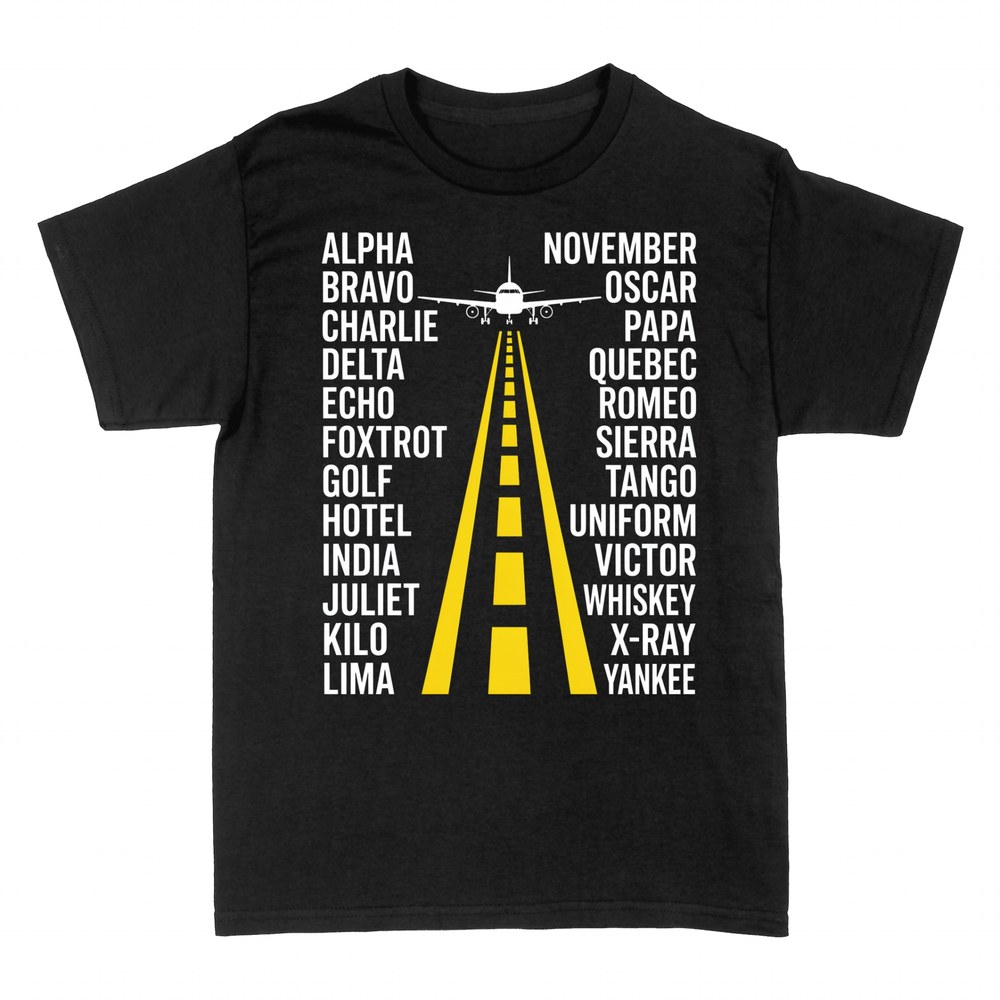 T-shirts: Pilot phonetic alphabet plane runway