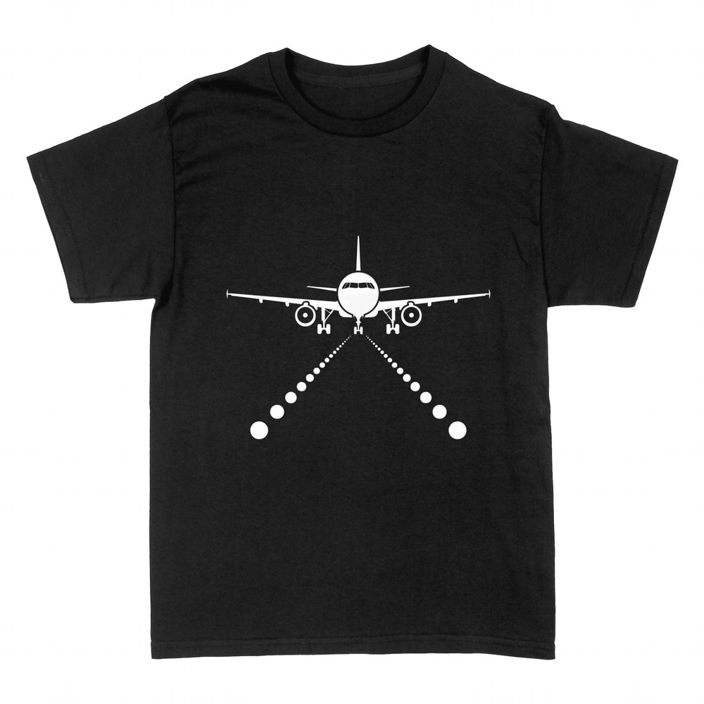 T-shirts: Landing plane with runway lights