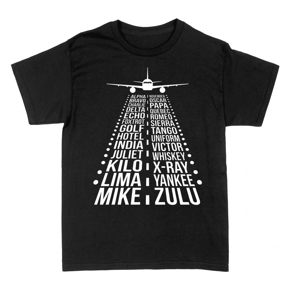 T-shirts: Plane and phonetic alphabet runway